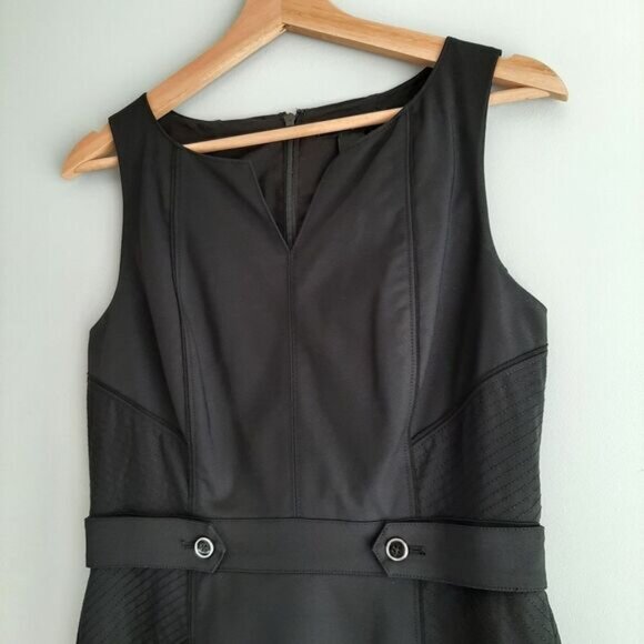 WHBM Classic Defined Waist Sheath Dress Knee Length Black Sz 6 - Picture 8 of 16